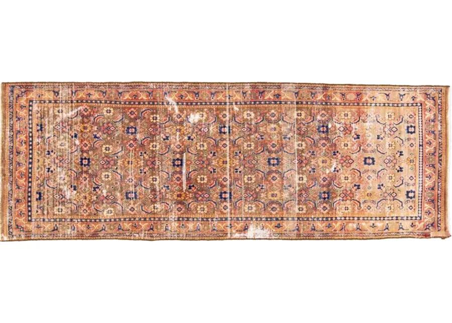 Vintage Floral Peach Wool Runner - Apadana - Pink