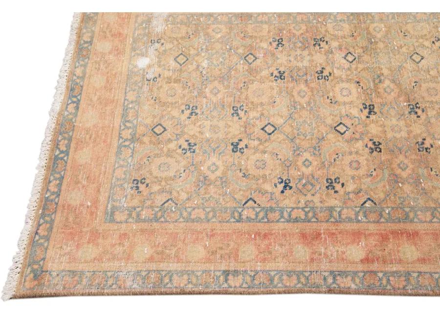 Vintage Floral Blue Runner 3'5" x 10'2" - Apadana