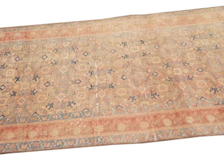 Vintage Floral Blue Runner 3'5" x 10'2" - Apadana