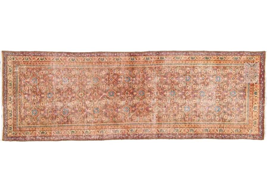 Vintage All Over Peach Wool Runner - Apadana - Pink