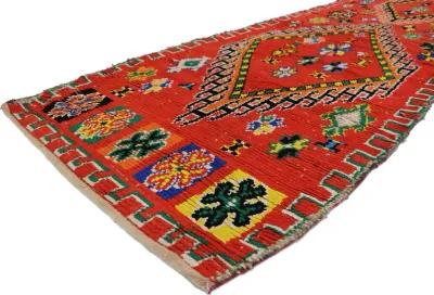 Moroccan Boucherouite Rug - 6'6" x 10'7" - Esmaili Rugs & Antiques - Red - Red