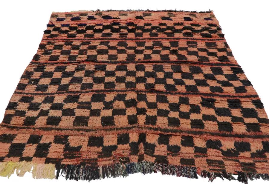 Berber Moroccan Boujad Rug 4'07" x 4'09" - Esmaili Rugs & Antiques - Red - Red