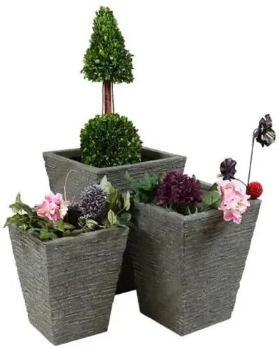 Rough Tall Outdoor Planter - Gray - Handcrafted - 13"x17"x13"