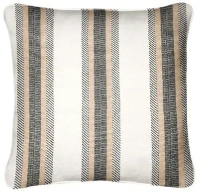 Whitmore Stripe Pillow - Café/Ivory - Handcrafted