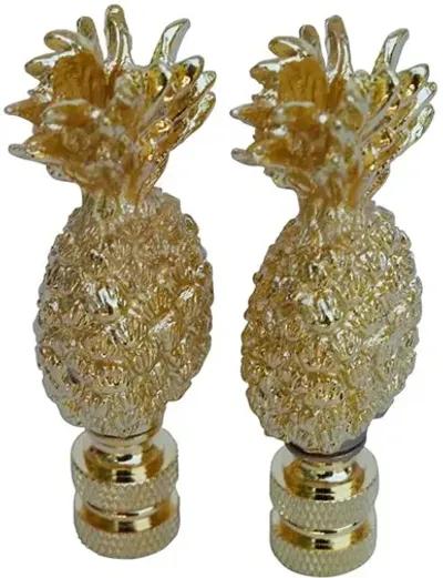 Pineapple Brass Lamp Finials - a Pair By Interesting Things - Gold - Fits a standard size lamp harp