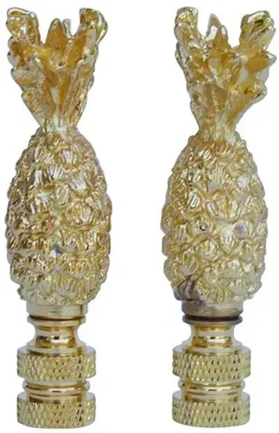 Pineapple Brass Lamp Finials - a Pair By Interesting Things - Gold - Fits a standard size lamp harp