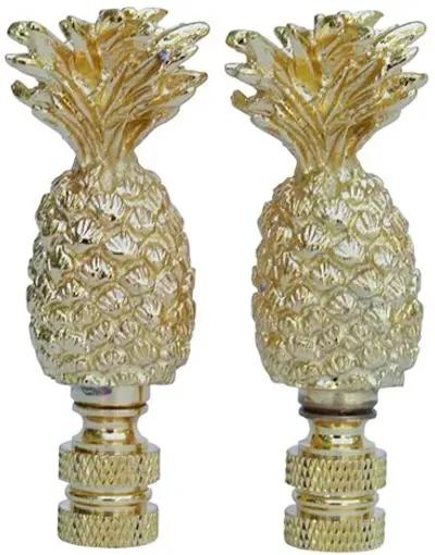 Pineapple Brass Lamp Finials - a Pair By Interesting Things - Gold - Fits a standard size lamp harp