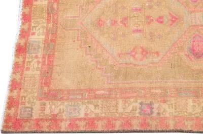 Vintage Medallion Brown Wool Runner - Apadana - Orange