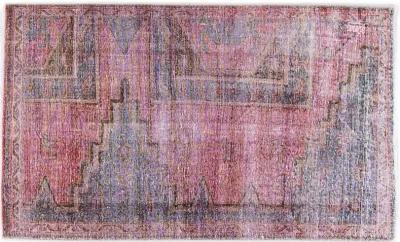 Vintage Geometric Red Wool Rug - Apadana - Pink - Pink