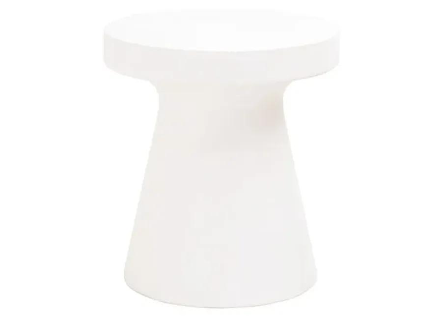 Rory Accent Outdoor Table - Ivory Concrete - White