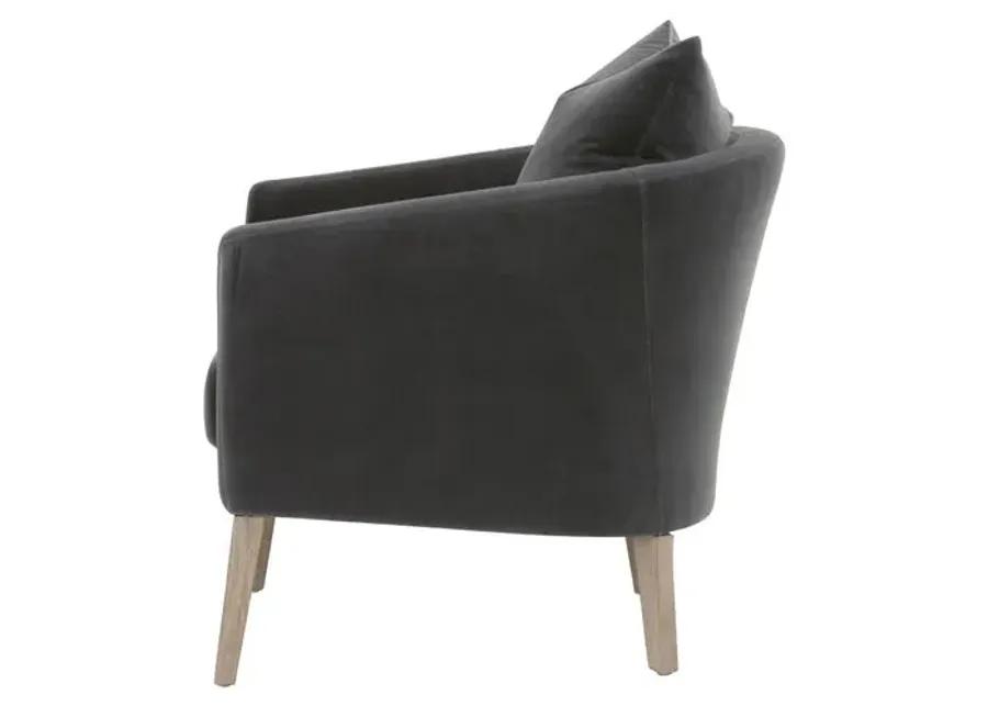 Remy Accent Chair - Dark Dove Velvet - Gray, Comfortable, Durable, Velvet Upholstery, Cushioned