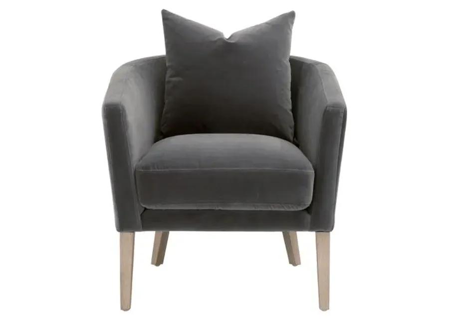 Remy Accent Chair - Dark Dove Velvet - Gray, Comfortable, Durable, Velvet Upholstery, Cushioned