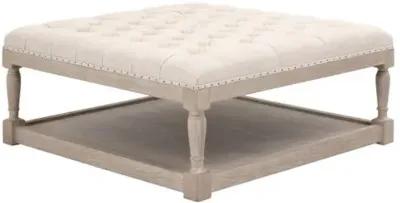 Darci Upholstered Coffee Table - Bisque French Linen - Beige