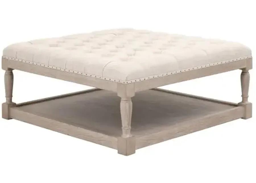 Darci Upholstered Coffee Table - Bisque French Linen - Beige