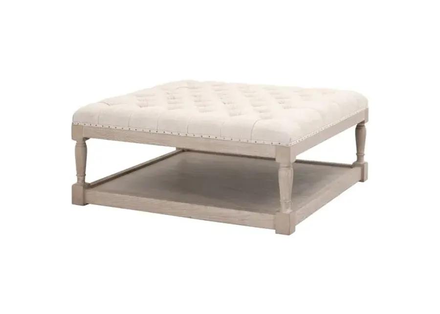 Darci Upholstered Coffee Table - Bisque French Linen - Beige