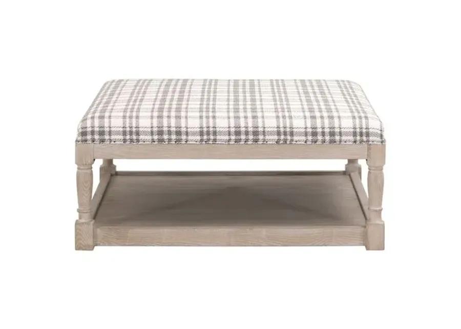 Darci Upholstered Coffee Table - Tartan Charcoal - Gray