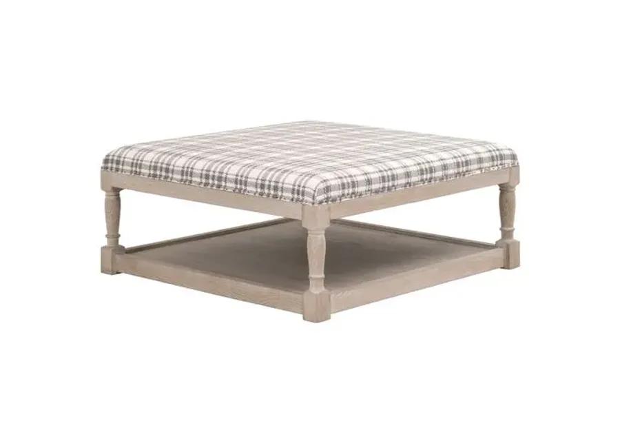 Darci Upholstered Coffee Table - Tartan Charcoal - Gray