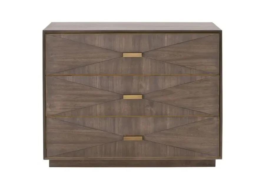 Flynn 3-Drawer Nightstand - Burnished Brown/Gold