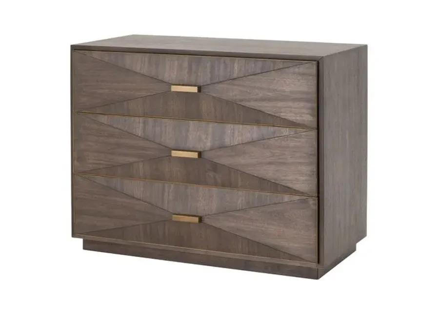 Flynn 3-Drawer Nightstand - Burnished Brown/Gold