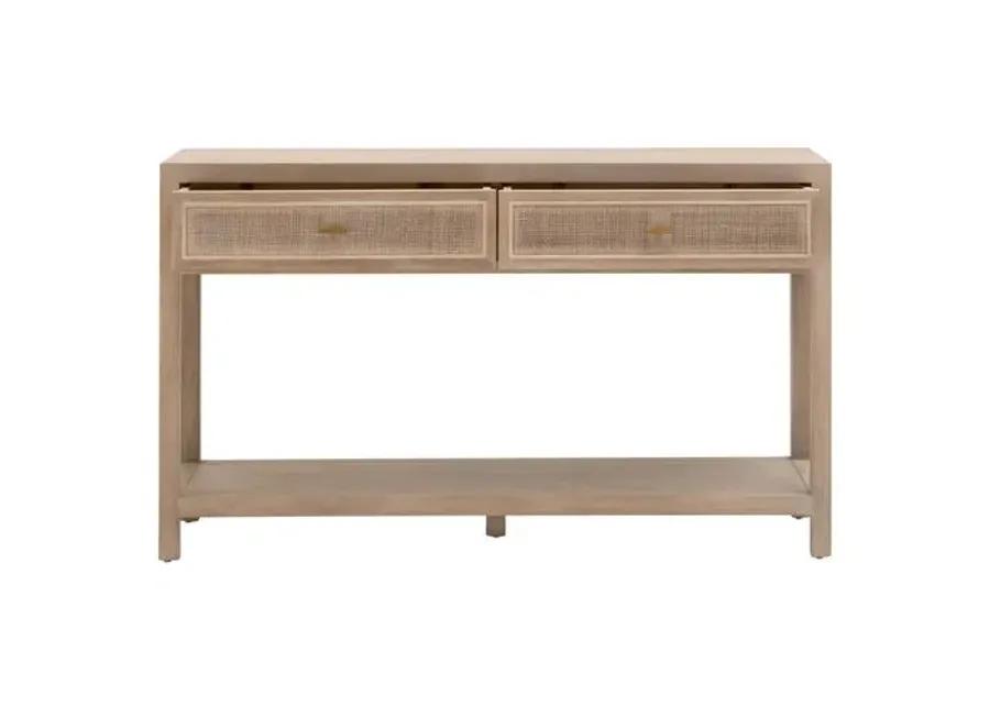 Maverick Cane 2-Drawer Entry Console - Smoke Gray