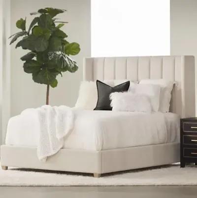 Milly Channeled Wingback Bed - Cream Velvet - Ivory, Comfortable, Durable