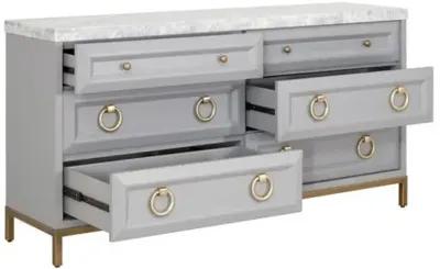 Tessa Marble Top Double Dresser - Dove Gray