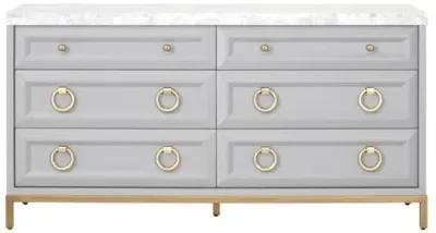 Tessa Marble Top Double Dresser - Dove Gray