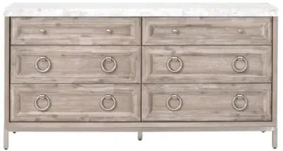 Tessa Marble Top Double Dresser - Natural - Gray