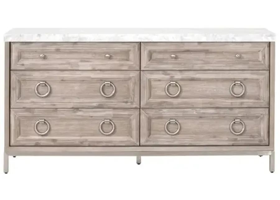 Tessa Marble Top Double Dresser - Natural - Gray