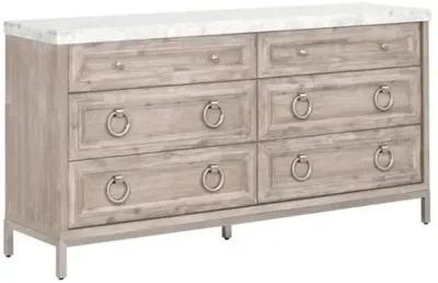 Tessa Marble Top Double Dresser - Natural - Gray