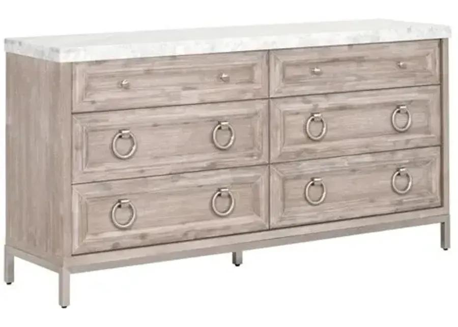 Tessa Marble Top Double Dresser - Natural - Gray