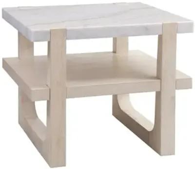 Fannie Rectangular Marble End Table - Sun Bleached Ash - White