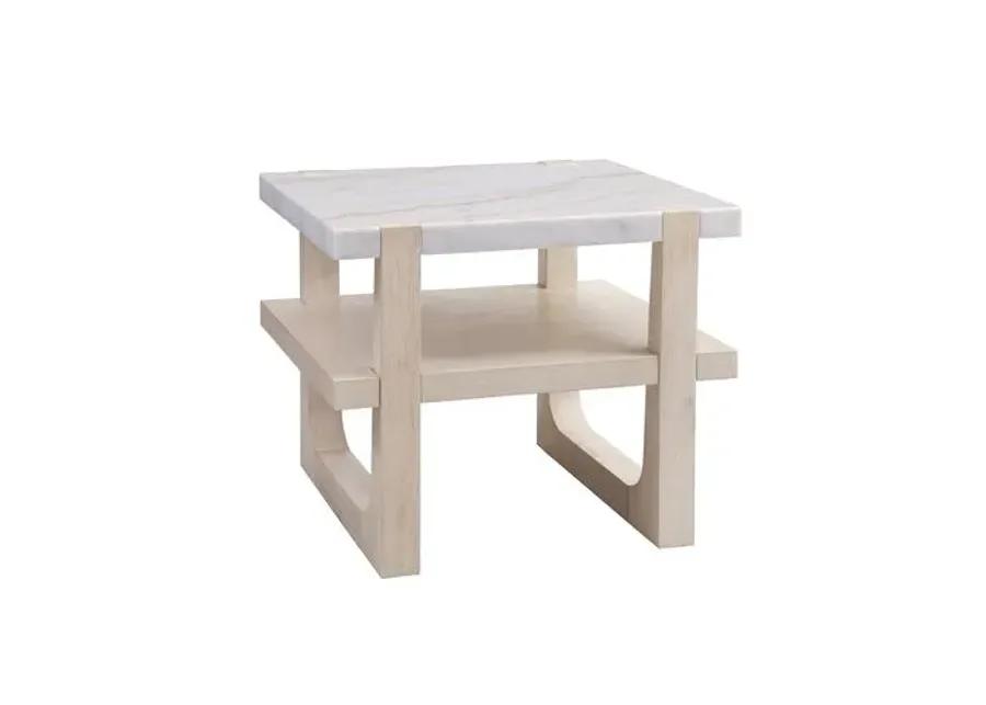 Fannie Rectangular Marble End Table - Sun Bleached Ash - White