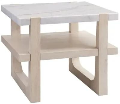 Fannie Rectangular Marble End Table - Sun Bleached Ash - White