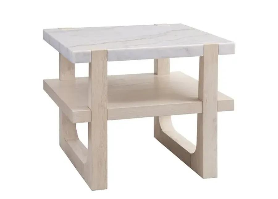 Fannie Rectangular Marble End Table - Sun Bleached Ash - White