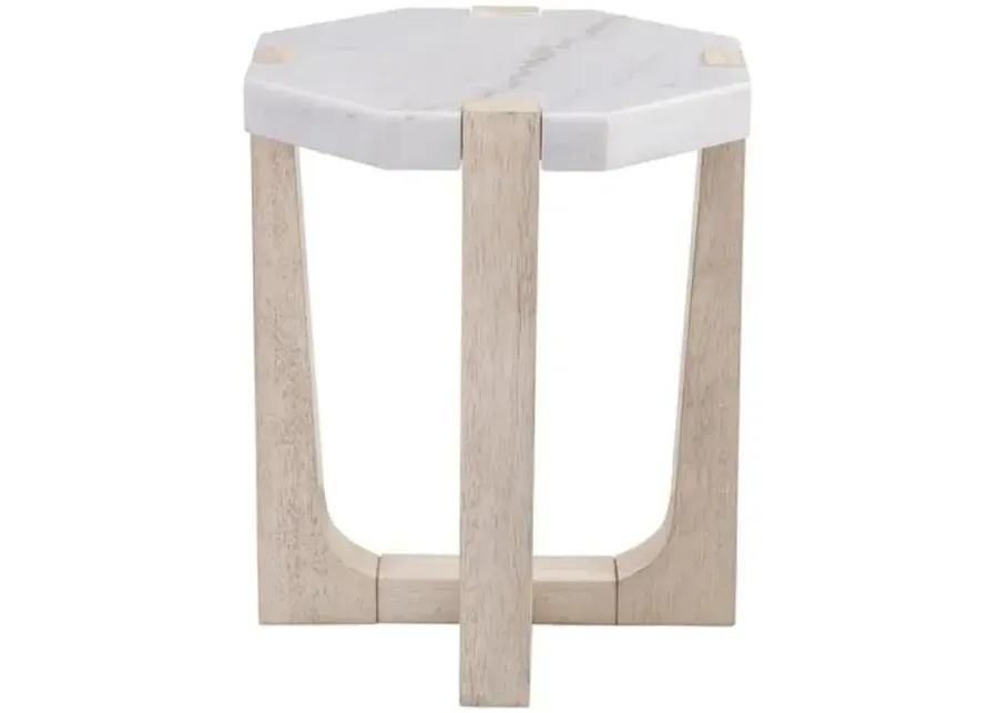 Fannie Round Marble Side Table - Sun Bleached Ash - White