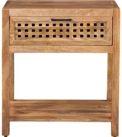 Marley Fretwork End Table - Natural - Brown