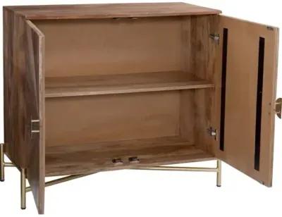 Femie 2-Door Cabinet - Natural/Brass - Brown