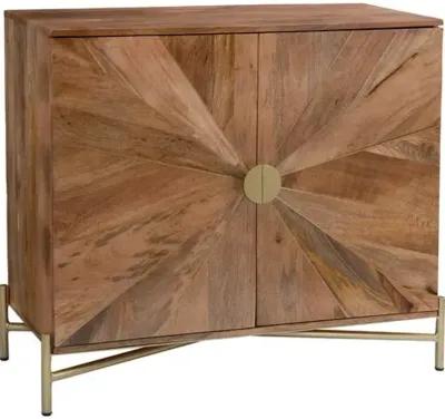 Femie 2-Door Cabinet - Natural/Brass - Brown