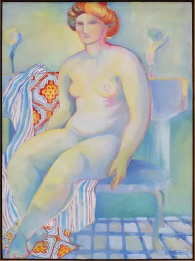 Limited Edition - Fauvist Female Nude Painting by Landis - Antiquarian Art Company - pink