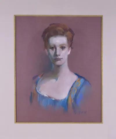 Vintage Pastel Portrait of a Woman - Antiquarian Art Company - Blue