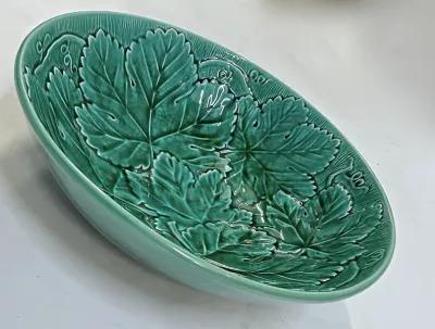 Wedgwood Majolica Grape Leaf Bowl - Vermilion Designs - green