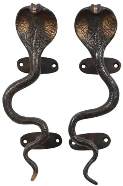 Black Brass Cobra Door Handles - a Pair - Interesting Things