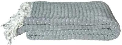 Pewter Quilted Handloomed Cotton Throw - de-cor - Gray - Reversible