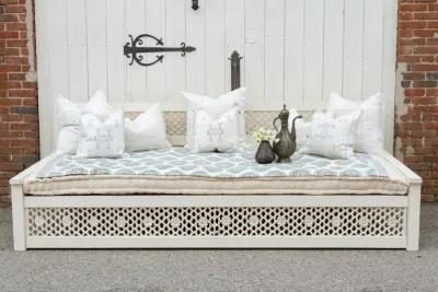 Long Antique White Floral Jali Daybed - de-cor - Comfortable, Sturdy