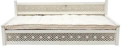 Long Antique White Floral Jali Daybed - de-cor - Comfortable, Sturdy