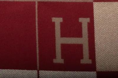 Hermes BNIB Etoupe Red Avalon Blanket - Vintage Lux