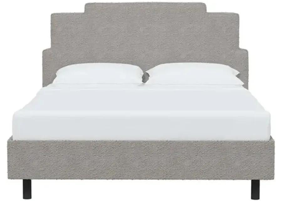 Paxton Bouclé Platform Bed - Handcrafted - Gray, No Box Spring Required, Comfortable & Durable