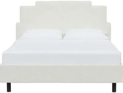 Paxton Bouclé Platform Bed - Handcrafted - White, No Box Spring Required, Comfortable & Durable