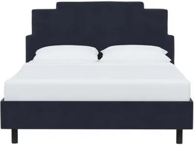 Paxton Velvet Platform Bed - Blue, No Box Spring Required, Upholstered, Comfortable & Durable